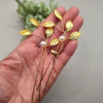Wedding Hair Accessories Gold Set Of Two, 9 of 12
