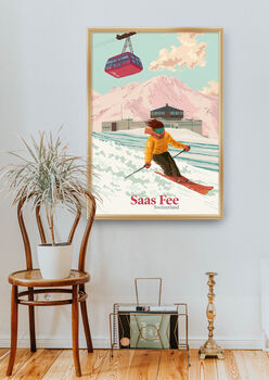 Saas Fee Switzerland Ski Resort Travel Poster Art Print, 5 of 8