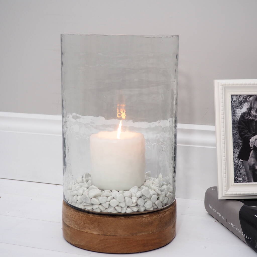 Large Glass Hurricane Lantern By Za Za Homes | notonthehighstreet.com