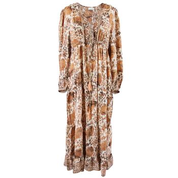 'Danica' Cream, Terracotta And Gold Floral Print Maxi Dress, 12 of 12