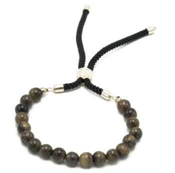 Mens Tigers Eye Bracelet 18 K Gold Plated, 3 of 5