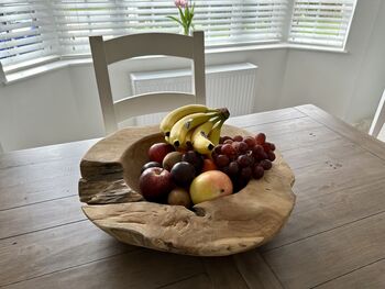 Heavy Large 50cm Teak Root Wooden Heavy Fruit And Nut Bowl 6kg, 4 of 12