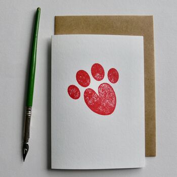 Cat Paw Love Heart Handprinted Greeting Card, 2 of 6
