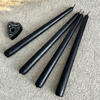Four Black Taper Candle And Dinner Candle Set, 4 of 6