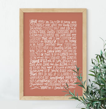 Personalised Song Lyrics Hand Lettered Art, 2 of 9