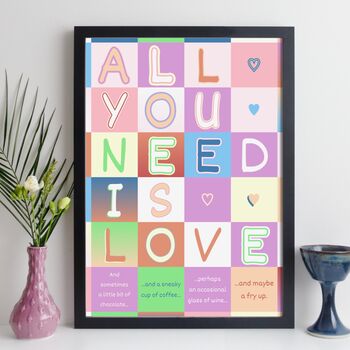 Personalised All You Need Is Love Print Gift, 11 of 12
