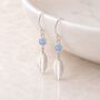 Sterling Silver Blue Opal Leaf Drop Earrings, thumbnail 1 of 2