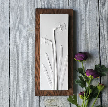 Daffodils Plaster Cast Plaque Mounted On Wood, 4 of 6
