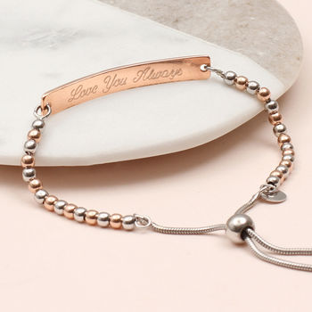 Personalised 18ct Rose Gold Plated And Silver Bracelet, 2 of 3