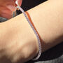 Pink Tourmaline Gemstone Silver Tennis Bracelet, thumbnail 2 of 5