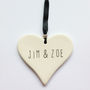 A Personalised Ceramic Hanging Heart Decoration, thumbnail 1 of 5