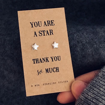 Thank You Silver Star Earrings, 3 of 4