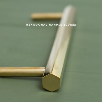 Solid Polished Brass Hexagonal Kitchen Handles, 3 of 4
