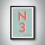 N3 Finchley London Typography Postcode Print, thumbnail 5 of 10