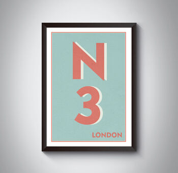 N3 Finchley London Typography Postcode Print, 5 of 10