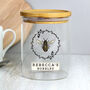 Personalised Glass Jar With Bamboo Lid, Bee Design, thumbnail 4 of 6