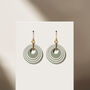 Green And Cream Stripey Circular Earrings, thumbnail 1 of 6