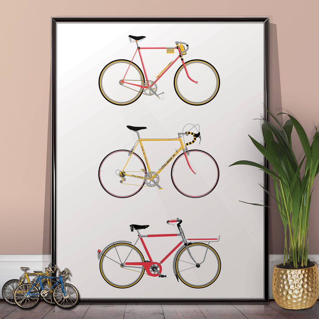 bike art print, bicycle poster wall art home décor by wyatt9 ...