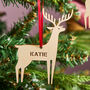 Wooden Personalised Reindeer Christmas Decoration, thumbnail 1 of 3