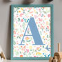 Custom Floral Initials Baby Letter Personalised Art Print, thumbnail 2 of 5