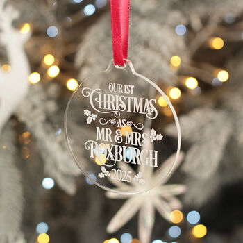 1st Christmas Married Pair Of Champagne Flutes And Christmas Decoration, 4 of 5