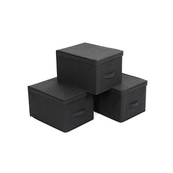 Set Of Three Black Foldable Storage Organizer Boxes, 4 of 6