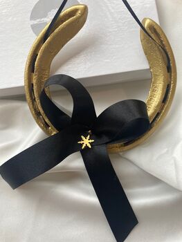 Personalised Gold Snowflake Christmas Lucky Wedding Horseshoe, 2 of 8