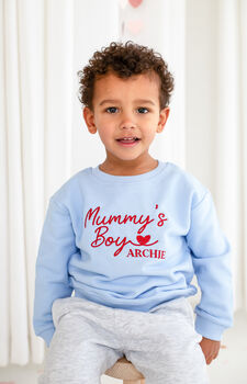 Valentines 'Mummy's Boy/Girl' Personalised Name Embroidered Sweatshirt Jumper, 2 of 6