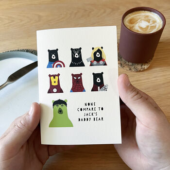 Personalised Super Hero Daddy Bear Birthday Card, 2 of 3