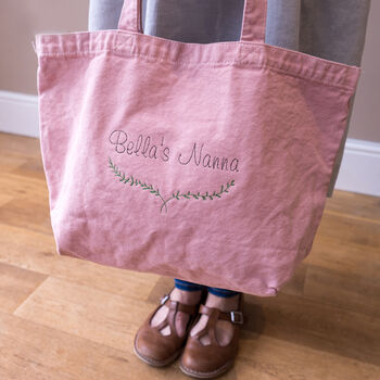 Personalised Botanical Embroidered Cotton Tote Bag, 3 of 6