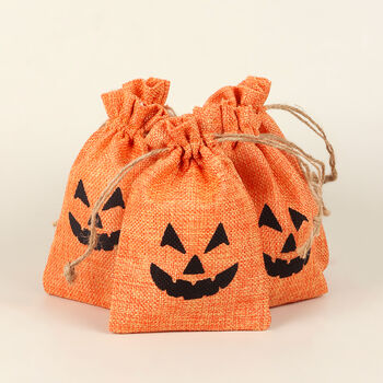 G Decor Set Of Five Or 10 Halloween Hessian Gift Bags, 2 of 4