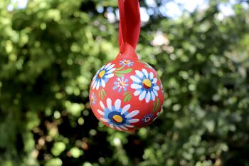 Ceramic Bauble Hand Painted Daisies Perfect Christmas Gift, 6 of 6