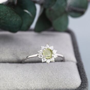 Genuine Peridot Halo Ring In Sterling Silver, 5 of 11