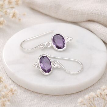 Sterling Silver Amethyst Drop Earrings – 10mm X 8mm, 3 of 11