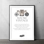 You're Vintage, Car Enthusiast Witty Pun Retro Wall Print Gift For A Dad, Grandad, Retirement, thumbnail 2 of 2