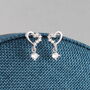 Sterling Silver Heart Earrings With Crystal Hanging, thumbnail 6 of 6