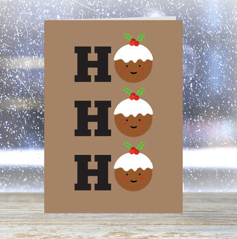 'Ho Ho Ho Christmas Pudding' Funny Cute Christmas Card, 2 of 3