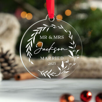 Personalised First Christmas Married Christmas Bauble, 7 of 10
