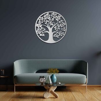 Modern Round Wooden Tree Of Life Wall Art Home Decor, 7 of 10