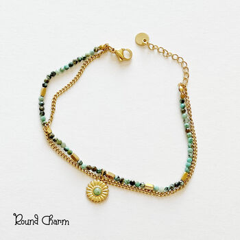 Earth And Gold Double Layered Green Jasper Bracelet, 2 of 7