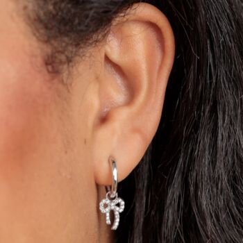 Bow Charm Hoop Earrings, 3 of 6