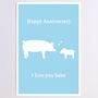 Personalised Babe Piglet Anniversary Card, thumbnail 3 of 7