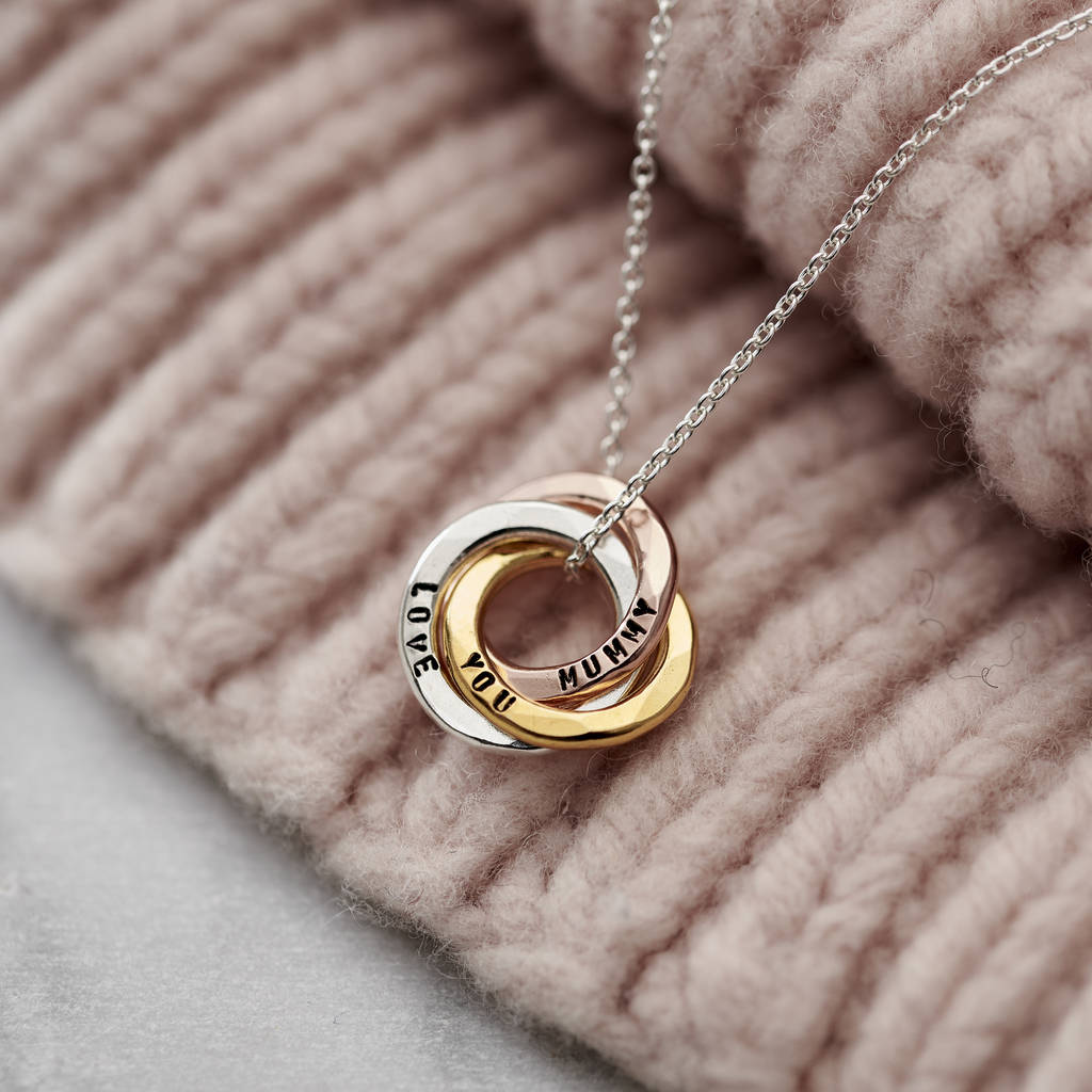 Personalised Mixed Gold Mini Russian Ring Necklace, 1 of 12