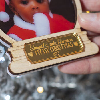 Baby's 1st Christmas Photo 3D Snow Globe Bauble, 2 of 5