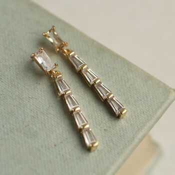 Art Deco Baguette Diamond Drop Earrings, 3 of 6