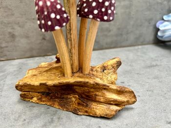 Purple Mushroom Candle Holder Teak Root Toadstool Gift, 9 of 9