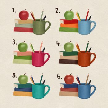 Personalised Books And Mug Teacher Print, 5 of 9