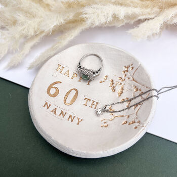 Milestone Birthday Nanny Gold And White Floral Ring Dish, 5 of 6