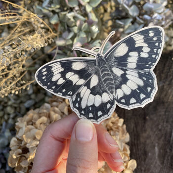 Marbled White Butterfly Wooden Christmas Decoration, 4 of 4