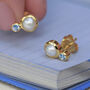 Blue Topaz And Freshwater Pearl Studs, thumbnail 1 of 2